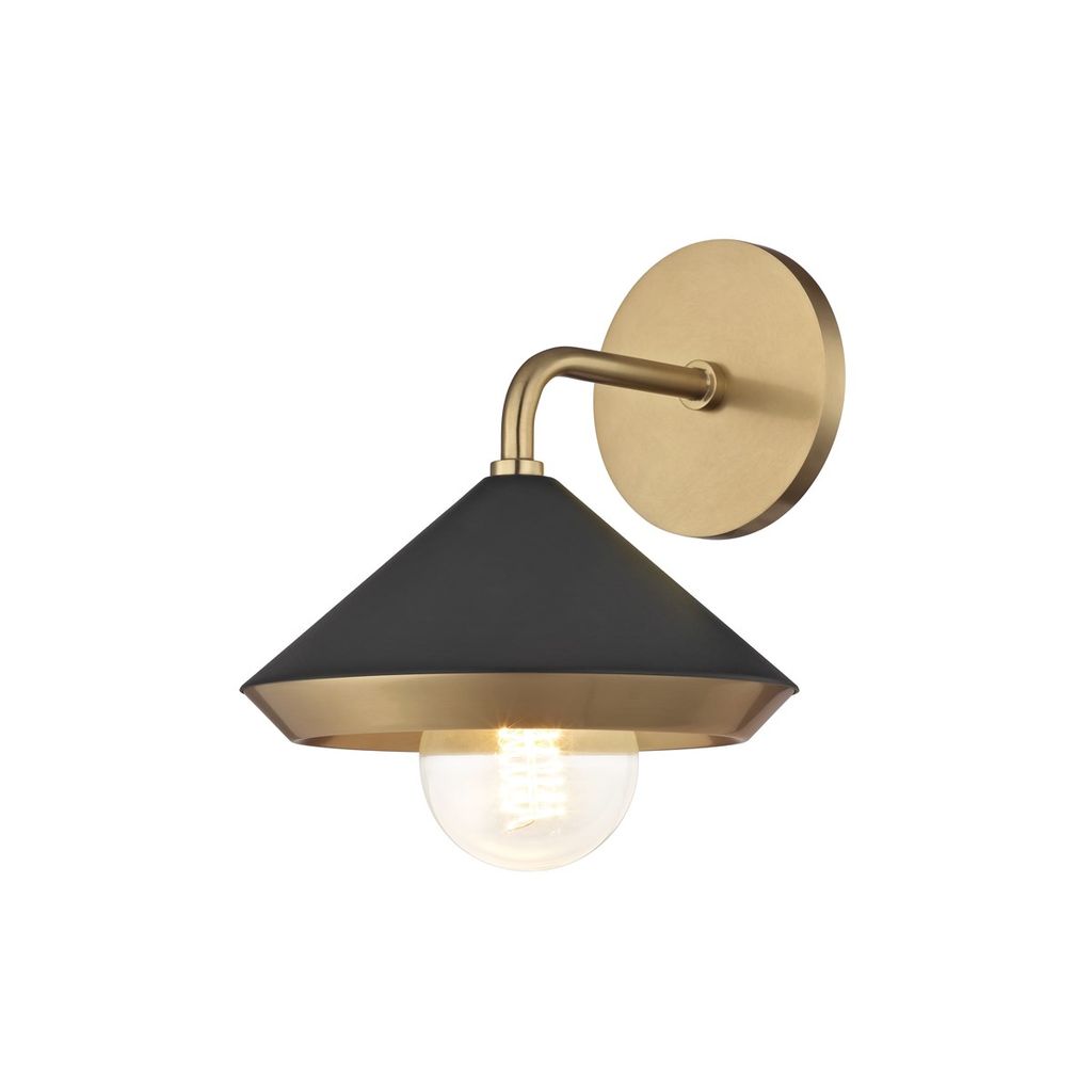 Preview image for 1 Light Wall Sconce, Aged Brass Dusk Black, 10.5"