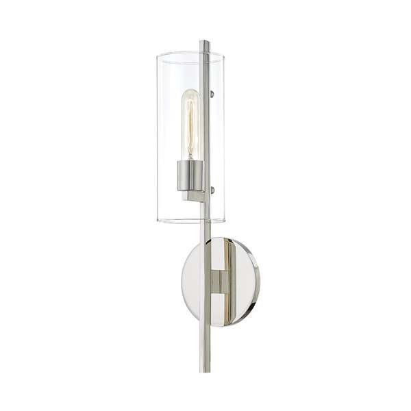 Joel 1 Light Wall Sconce, Polished Nickel, 20.25"H x 5.50"W x 5.50"D