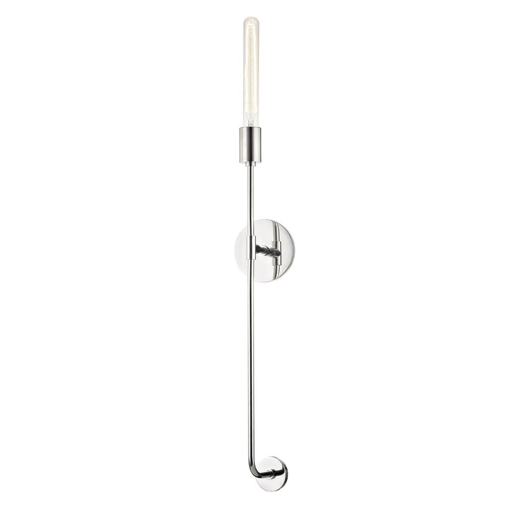 1 Light Wall Sconce, Polished Nickel, 35"