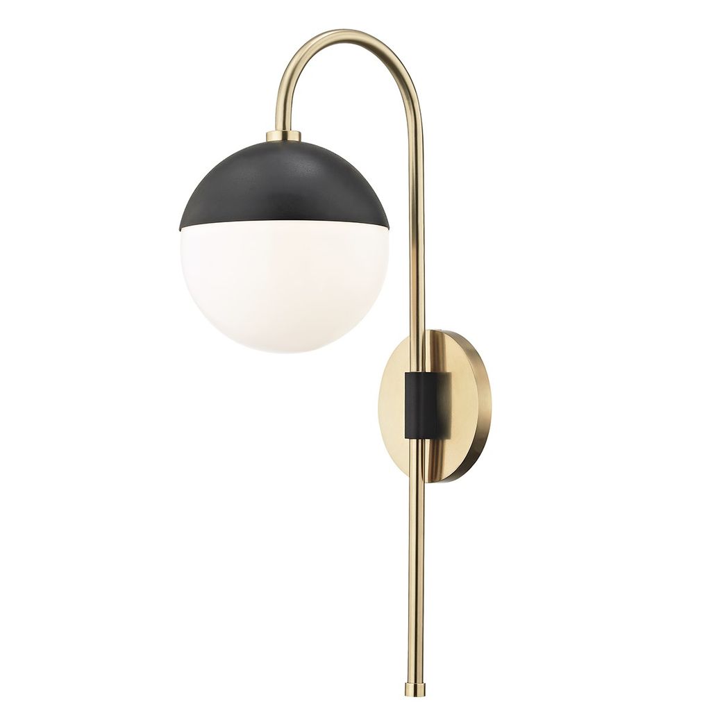 1 Light Wall Sconce With Plug, Aged Brass, 20"