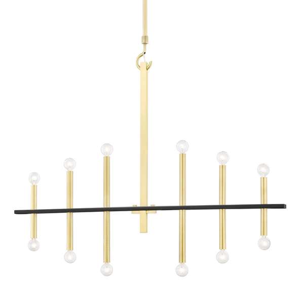 12 Light Chandelier, Aged Brass Dusk Black, 36.75"