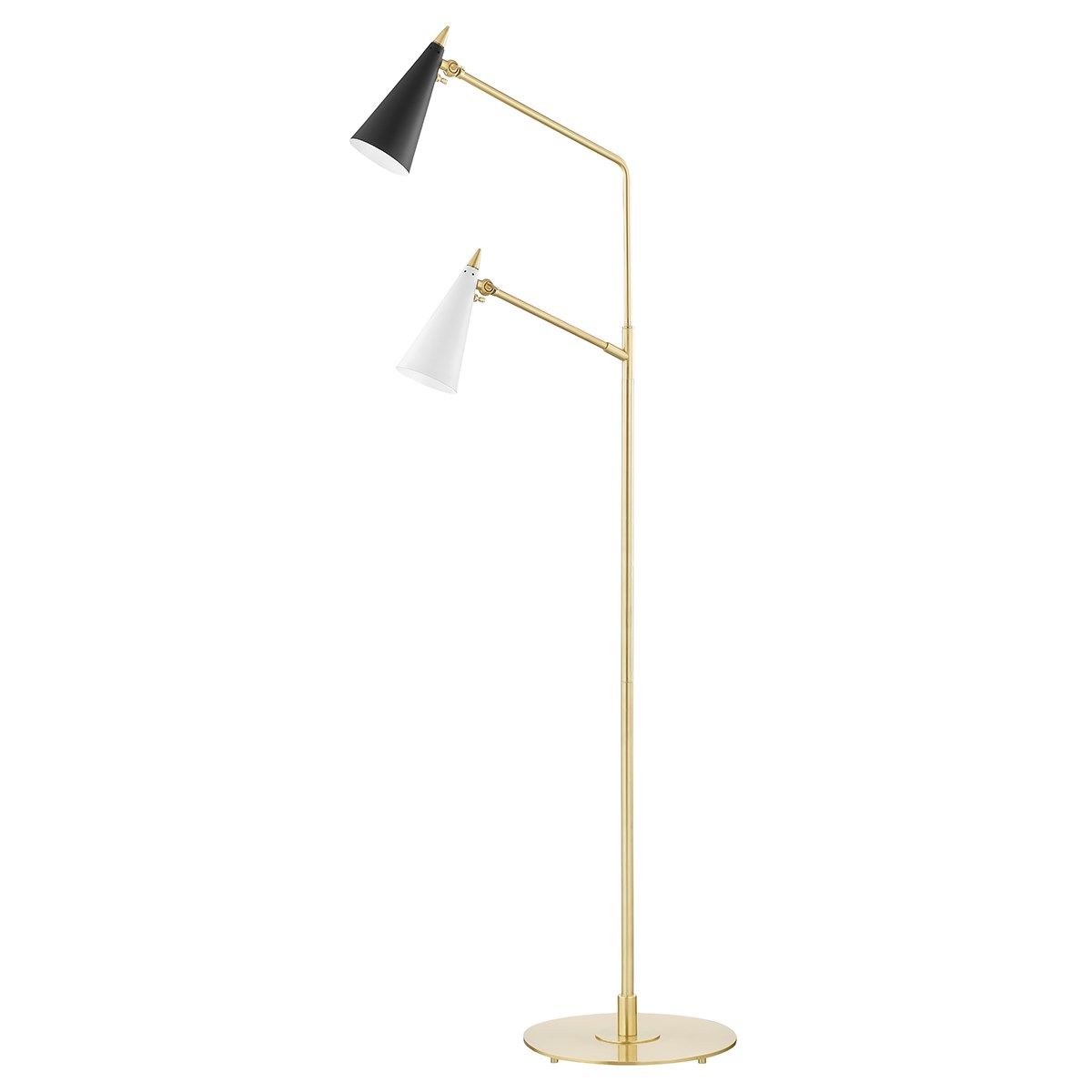 2 Light Floor Lamp, Aged Brass, 60.25"