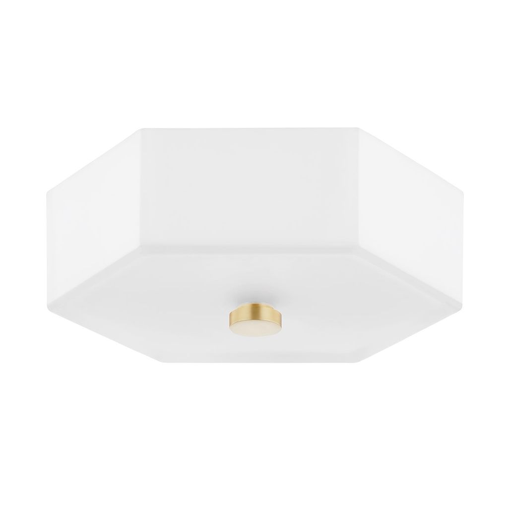 Preview image for 2 Light Flush Mount, Aged Brass, 4"