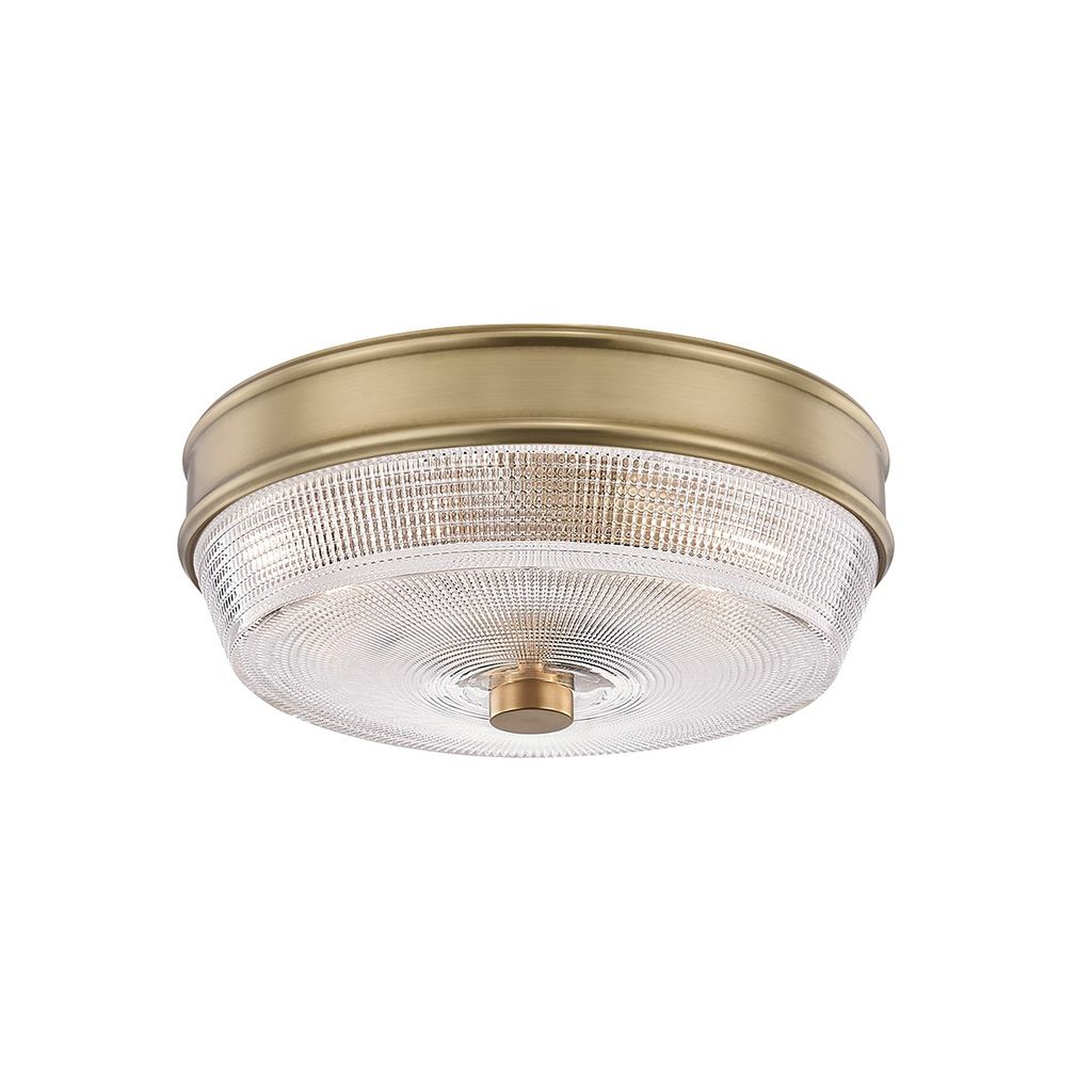 Preview image for 2 Light Flush Mount, Aged Brass, 4.25"