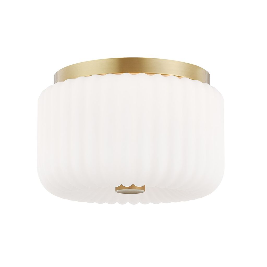 Preview image for 2 Light Flush Mount, Aged Brass, 6.25"