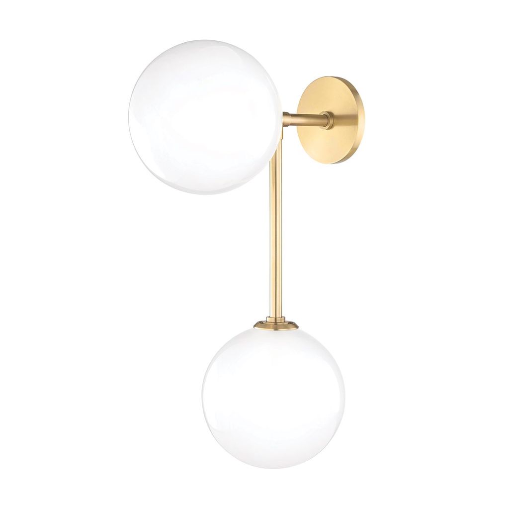 2 Light Wall Sconce, Aged Brass, 21.5"