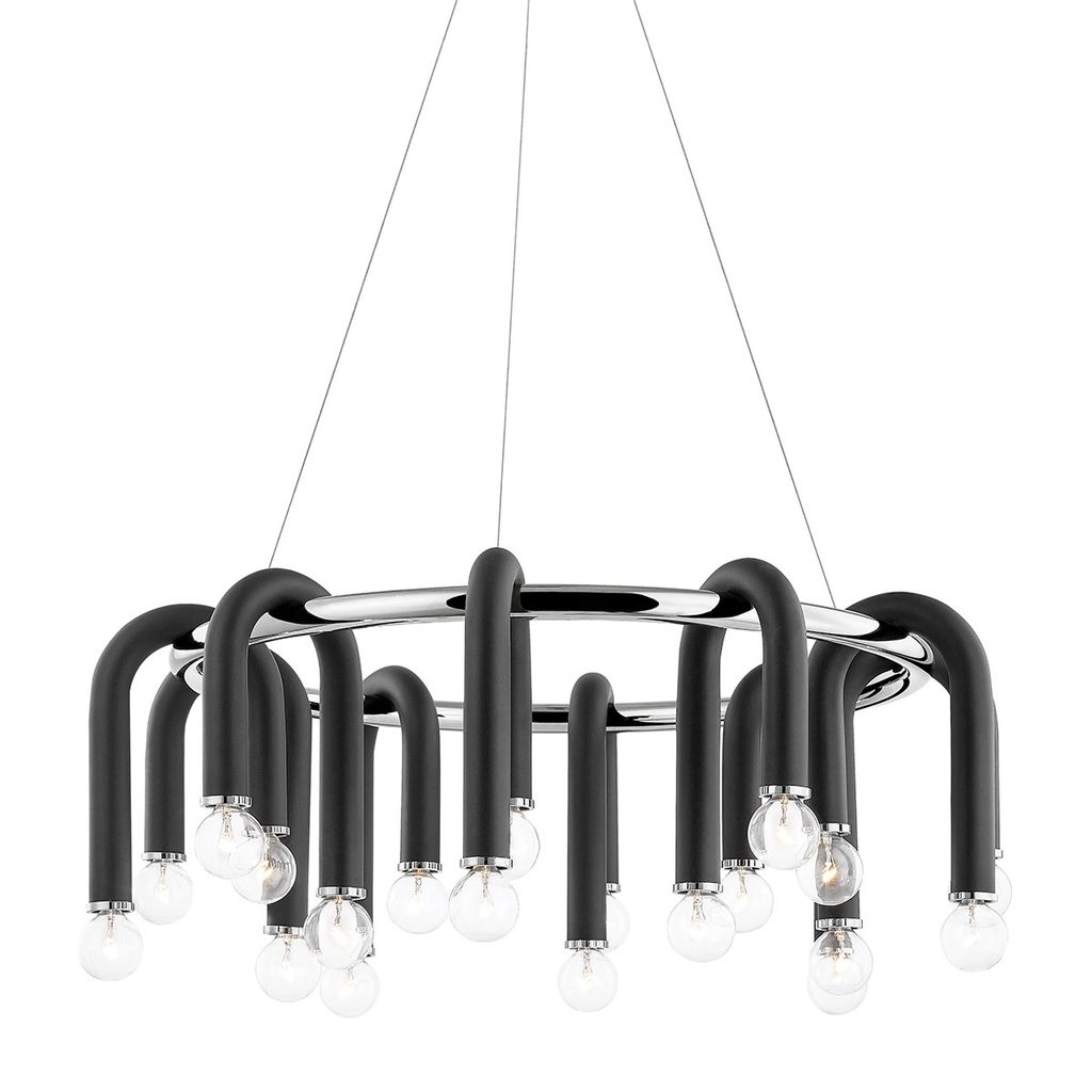 Preview image for 20 Light Chandelier, Polished Nickel/Black, 11"