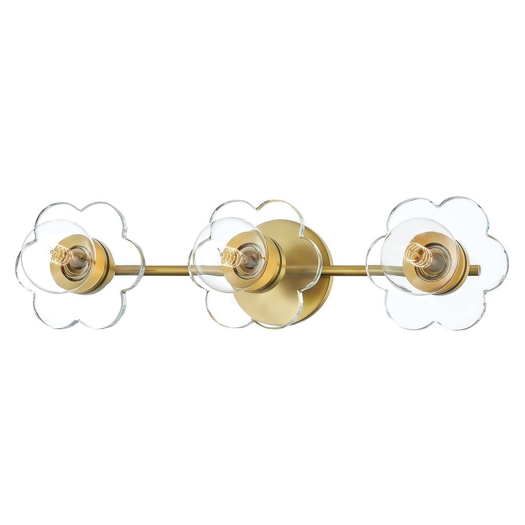 3 Light Bath, Aged Brass, 6"