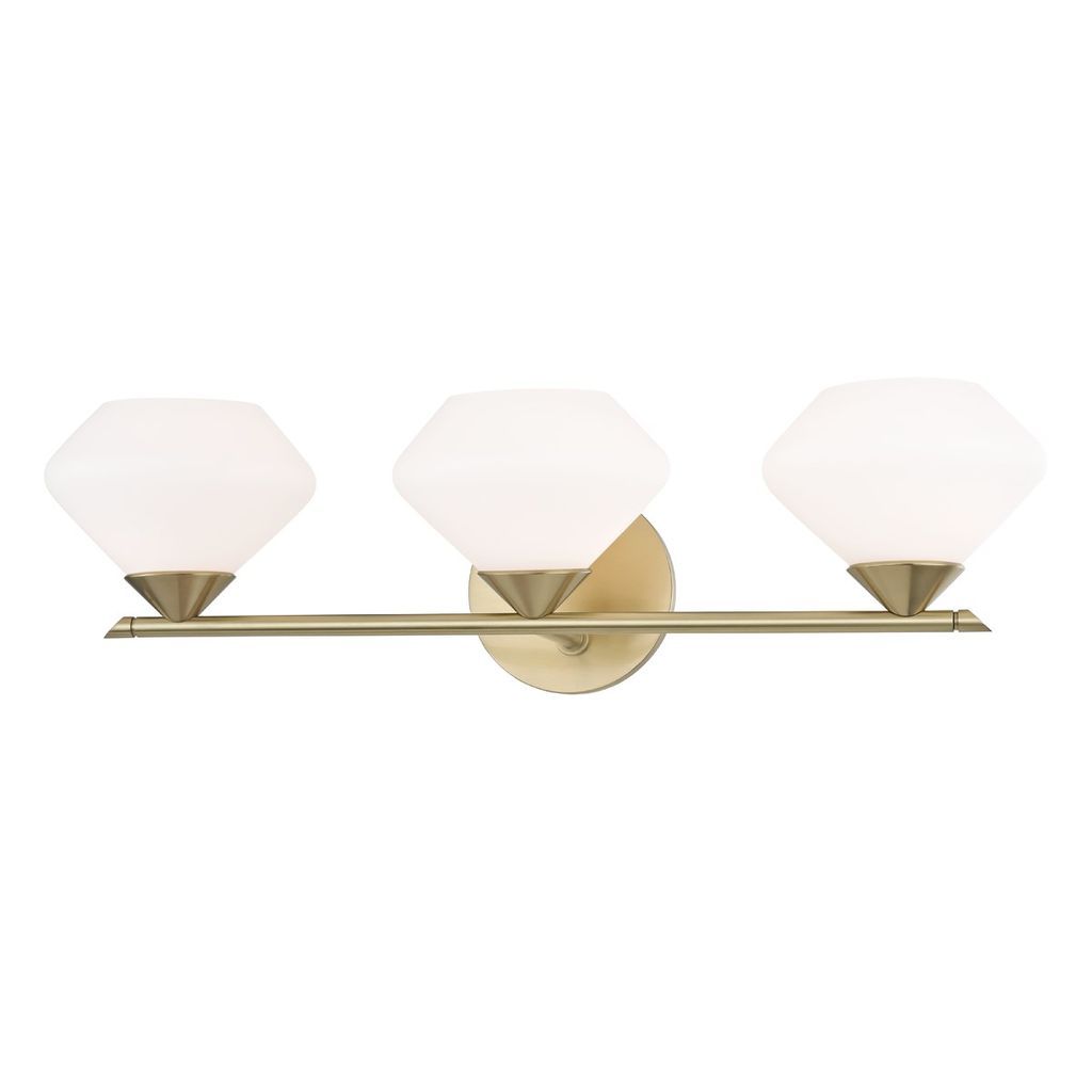 3 Light Bath Bracket, Aged Brass, 6"