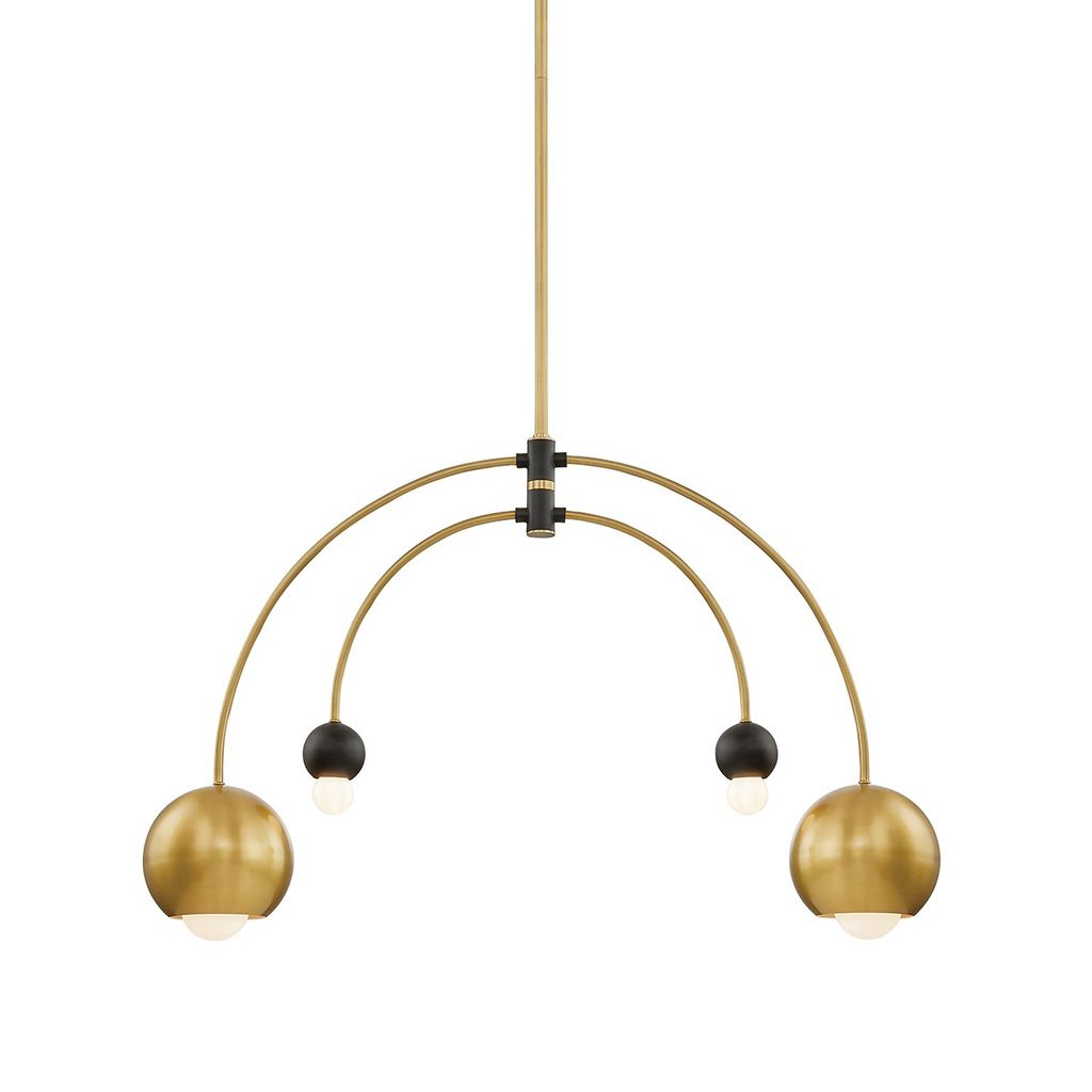 4 Light Chandelier, Aged Brass Dusk Black, 23"