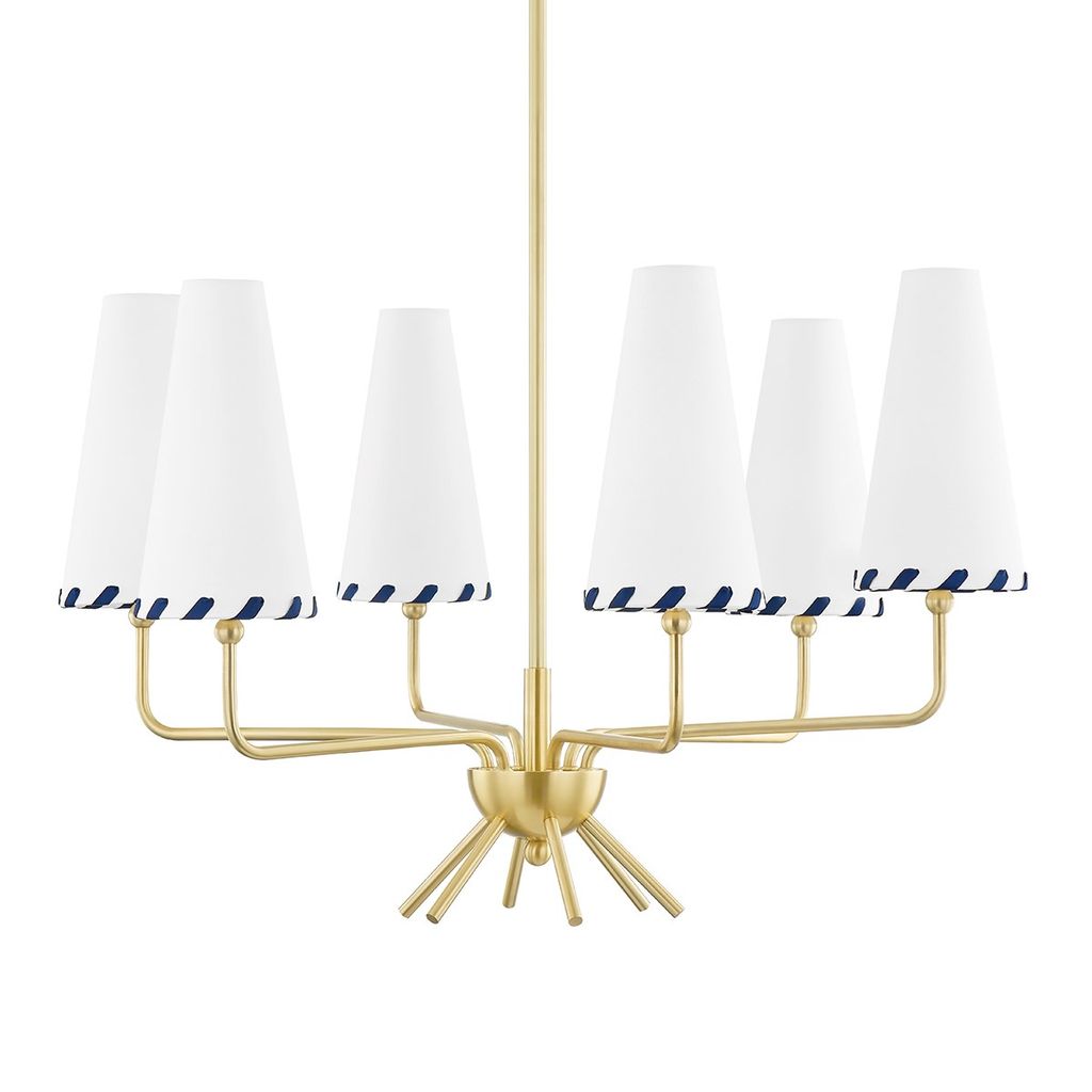 Preview image for 6 Light Chandelier, Aged Brass, 19.625"