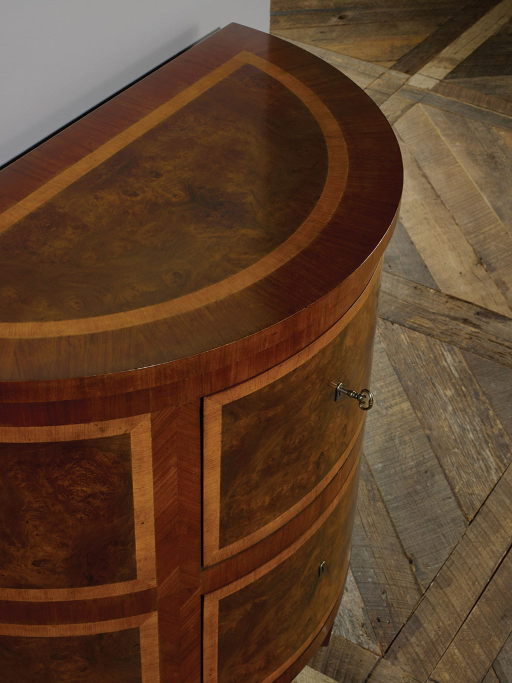 Inlay Two Drawer Half-Round