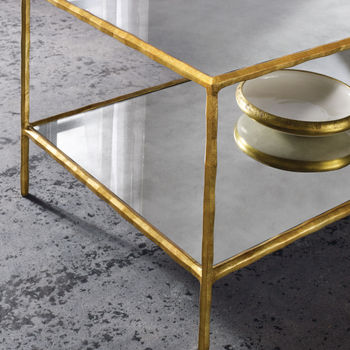 Brass and Mirrored Cocktail Table