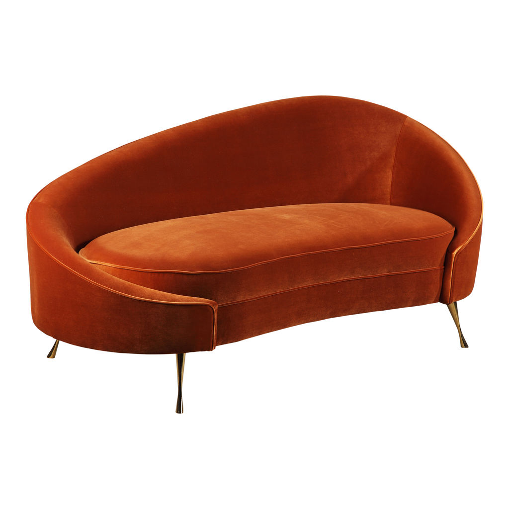 Preview image for Retro Inspired Chaise, Velvet Umber, Gold Stainless Steel