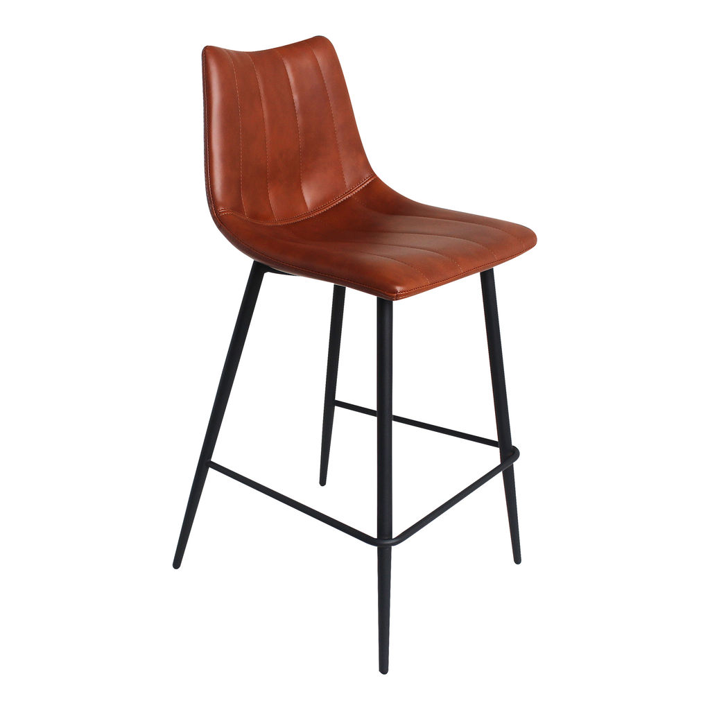 Counter Stool Cognac Brown Faux Leather (Set of 2)