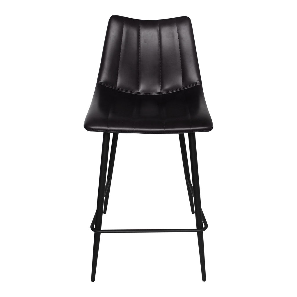 Counter Stool Matt Black Faux Leather (Set of 2)
