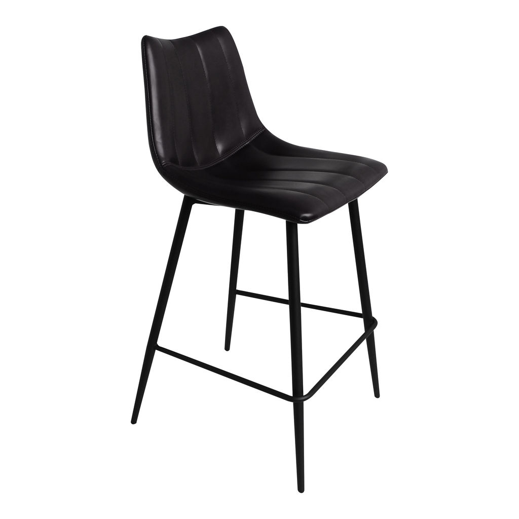 Counter Stool Matt Black Faux Leather (Set of 2)