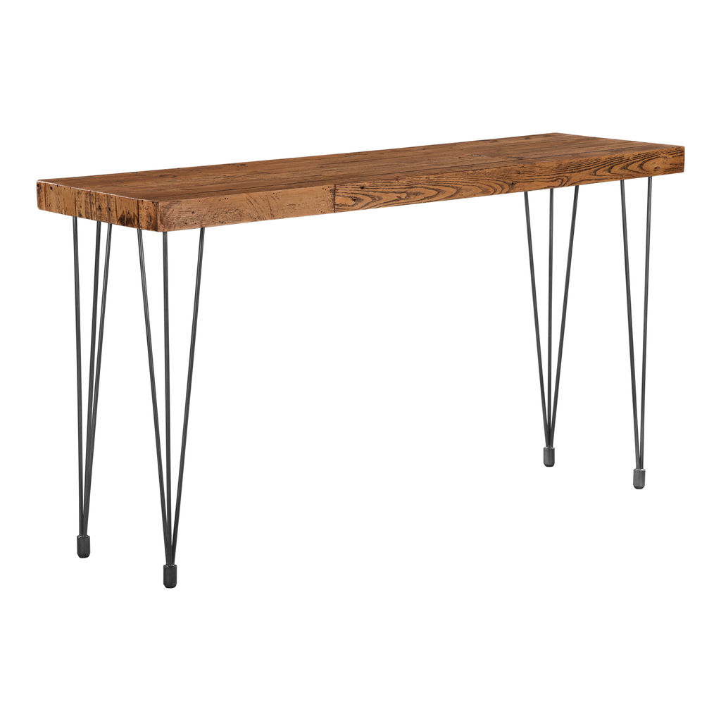 Solid Recycled Pine Top Console Table With Iron Legs (37"H x 67"W x 20"D)