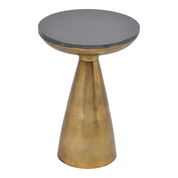 Side Accent Table Raw Brass + Black Granite Top