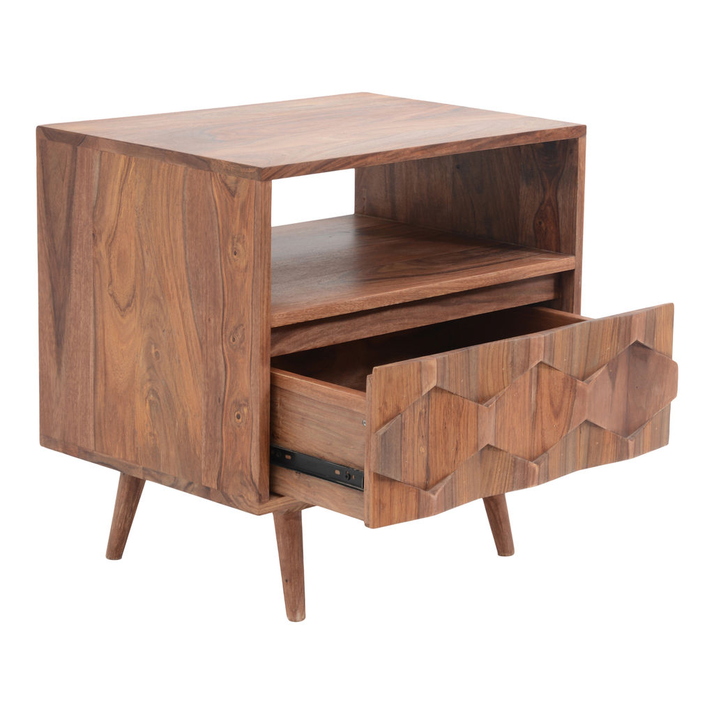 Mid Century Nightstand Sheesham Wood