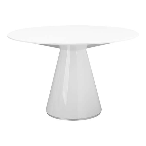 Geneva White Lacquer Dining Table, 47"