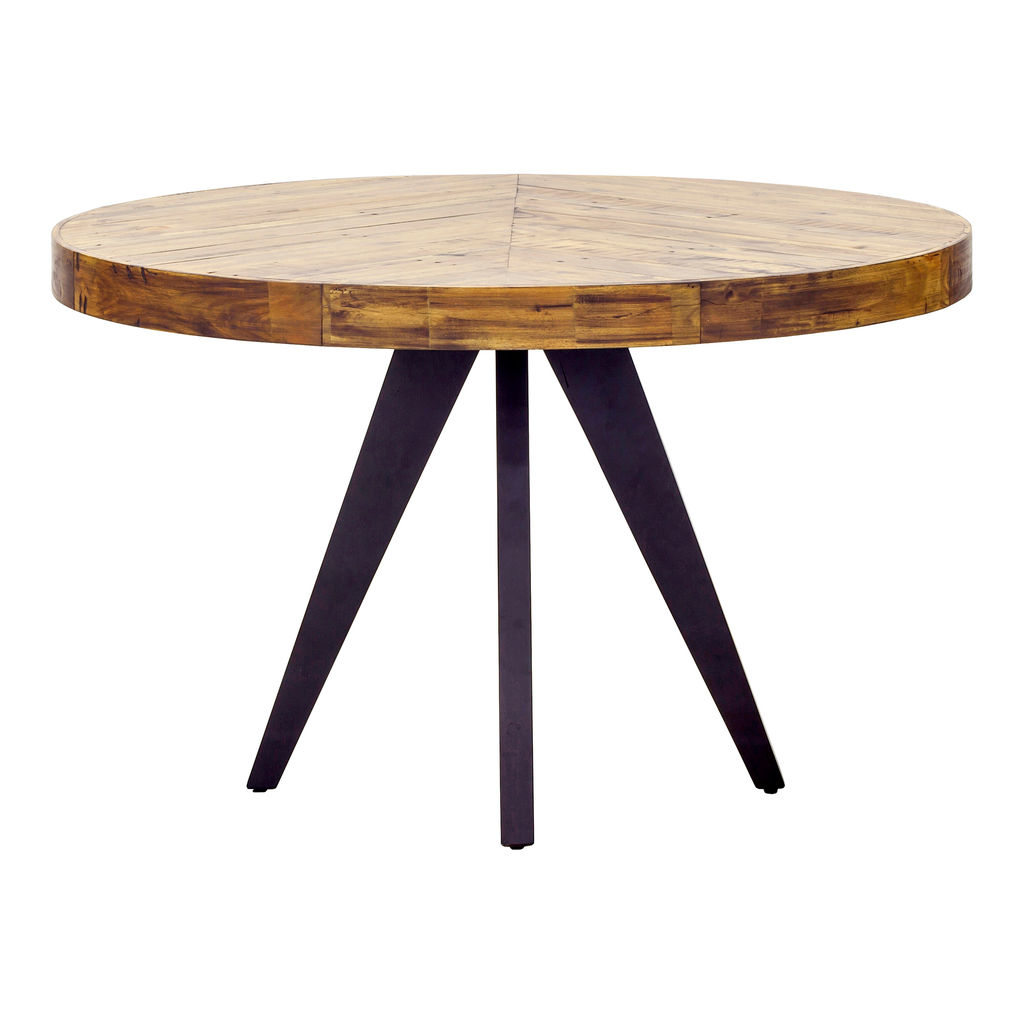 Preview image for Acacia Parquet Patterned Dining Table With Black Legs (30"H x 48"D)
