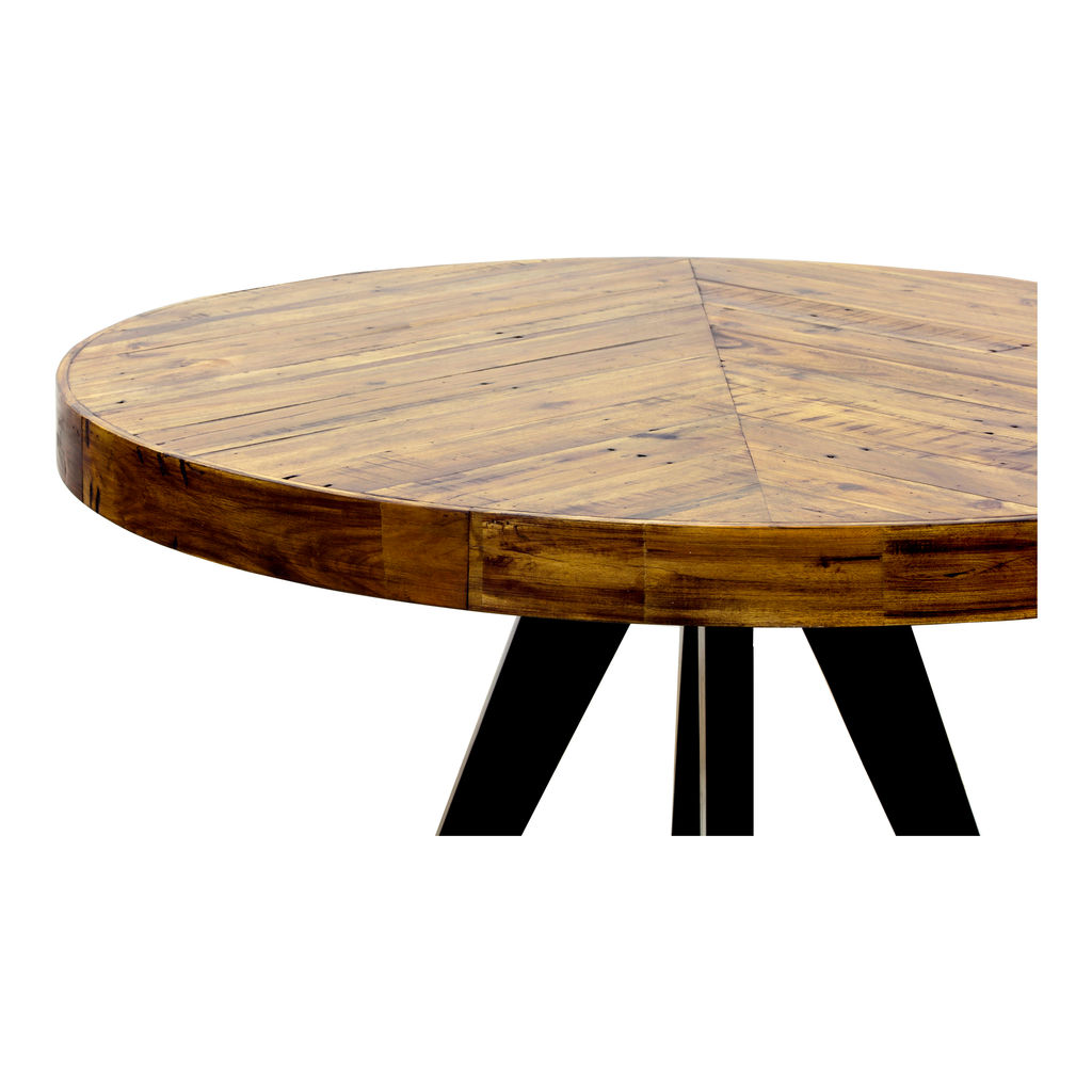 Acacia Parquet Patterned Dining Table With Black Legs (30"H x 48"D)