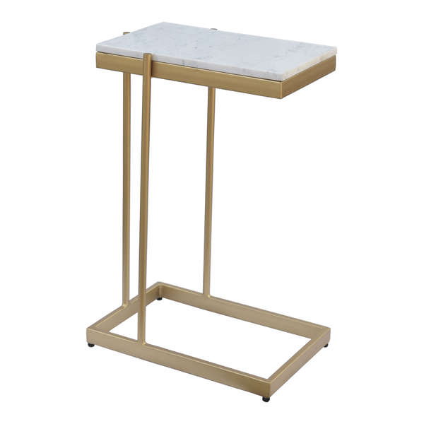 C Table White Marble + Gold Iron Frame