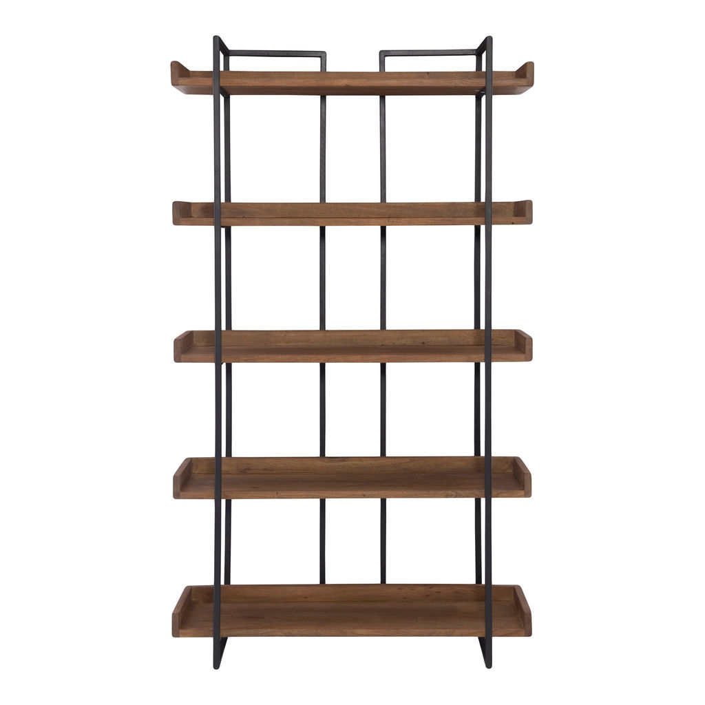 Small Contemporary Solid Wood Bookshelf Framed In Iron (75.50"H x 44"W)
