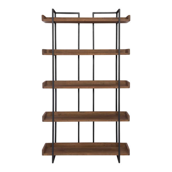 Small Contemporary Solid Wood Bookshelf Framed In Iron (75.50"H x 44"W)