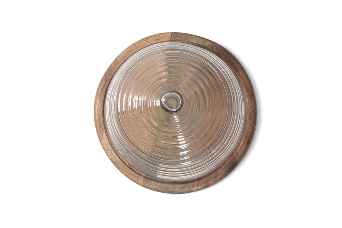 Wood Base With Beehive Glass Dome - Large