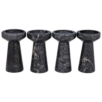 Aleka Decorative Candle Holder, Set/4, A, Black Marble