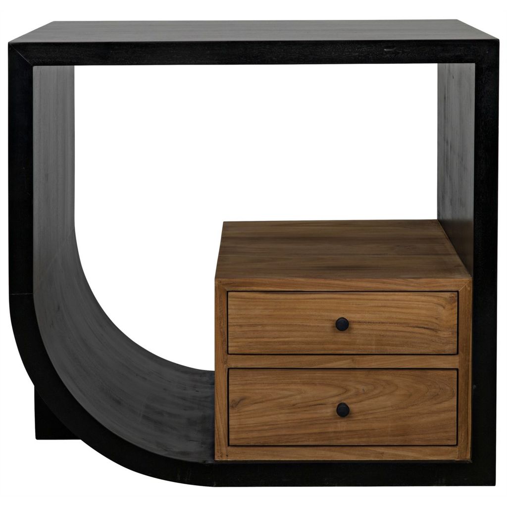 Preview image for Burton Side Table, Left, Hand Rubbed Black And Teak