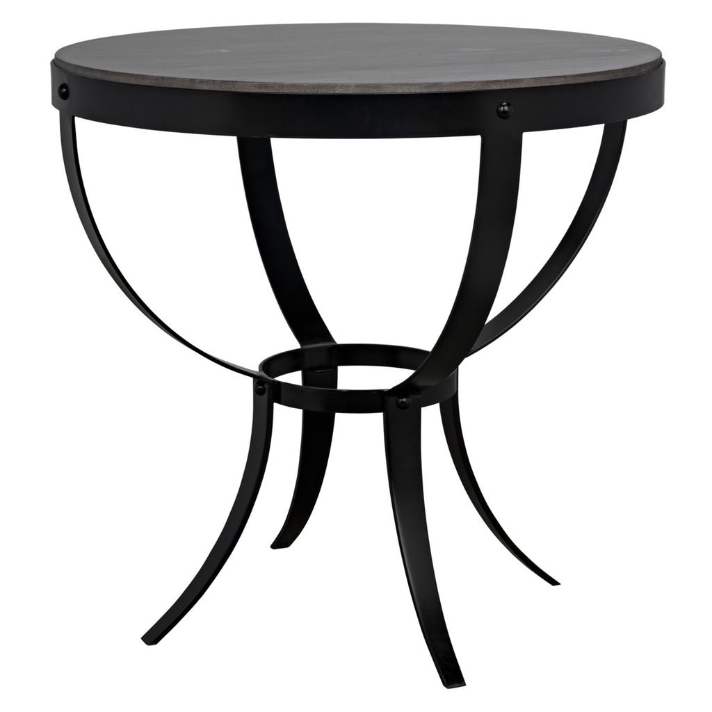 Byron Side Table, Black Metal With Marble