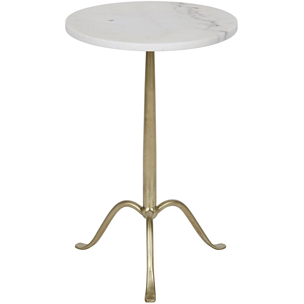 Cosmopolitan Side Table, Antique Brass, Metal And Quartz