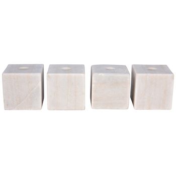 Cube Decorative Candle Holder, Set Of 4, White Marble