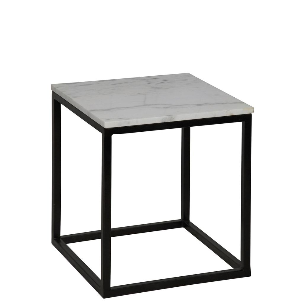 Solid Square Shaped Side Table, Black Metal, Small