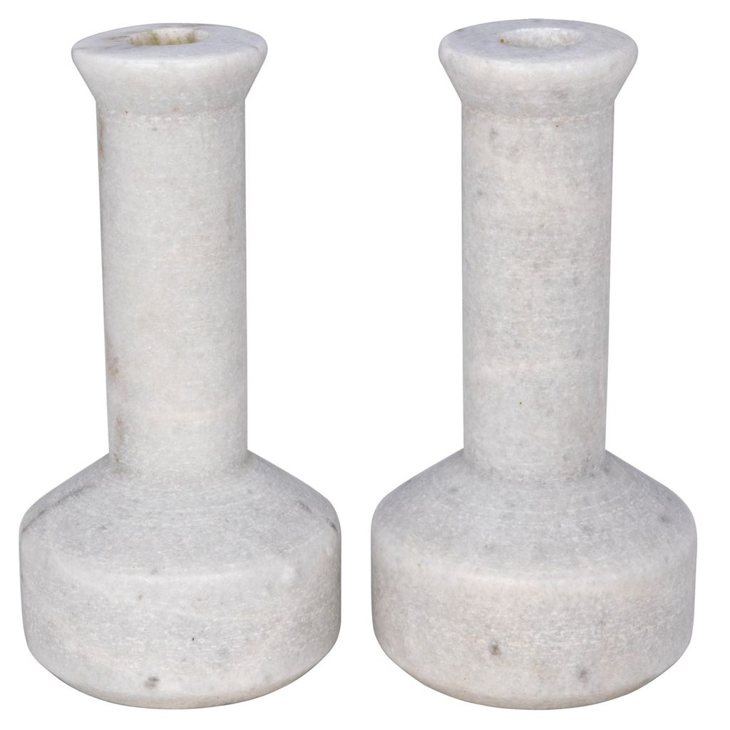 Preview image for Milos Decorative Candle Holder, Set Of 2, White Marble
