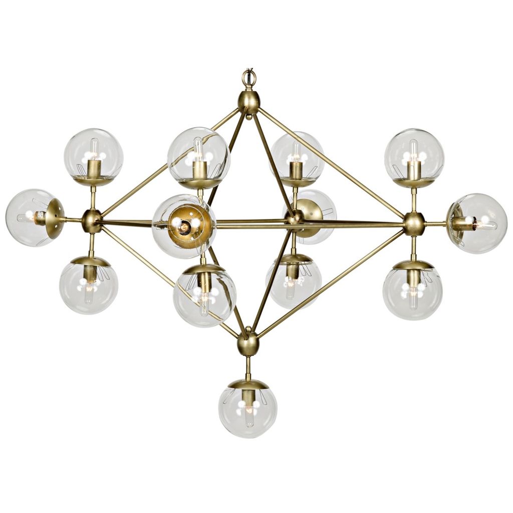 Preview image for Pluto Chandelier, Small, Antique Brass, Metal And Glass