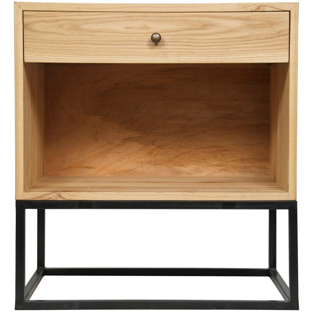 Qs Garland Side Table, Elm With Black Metal