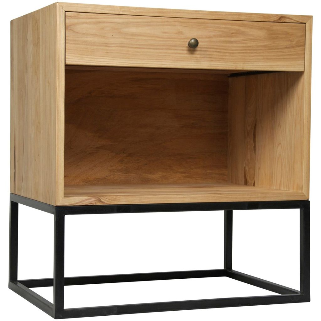 Qs Garland Side Table, Elm With Black Metal