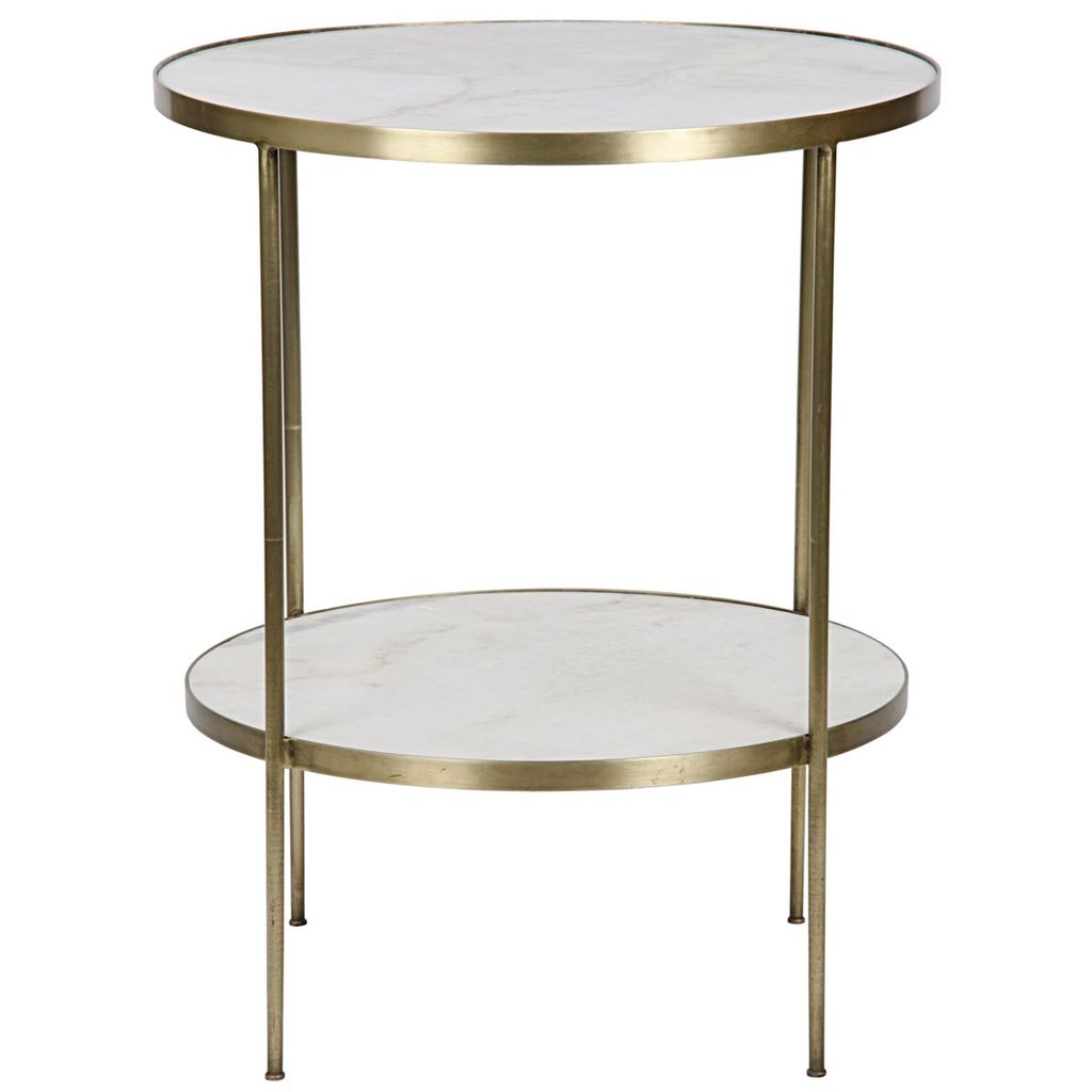 Natural Quartz  Side Table, Antique Brass, Metal And Quartz