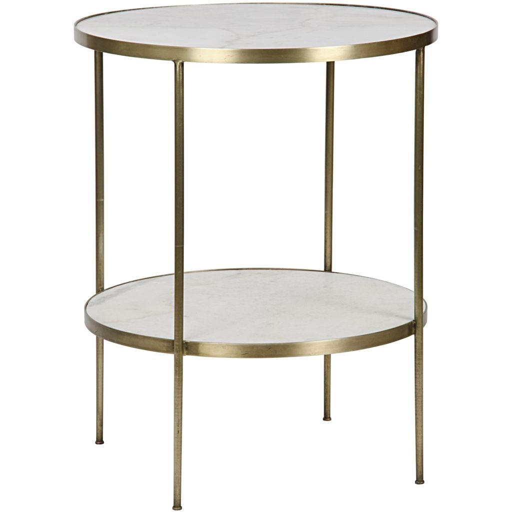 Natural Quartz  Side Table, Antique Brass, Metal And Quartz