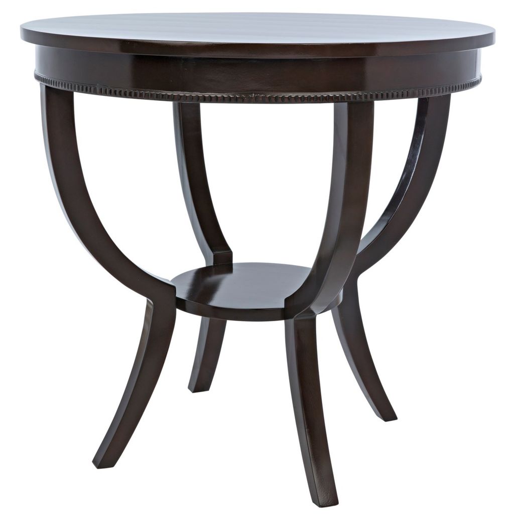 Qs Scheffield Round End Table, Distressed Brown