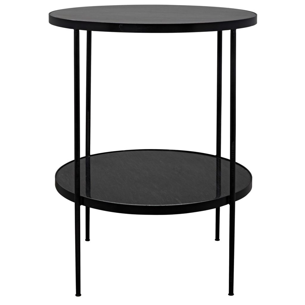 Rivoli Side Table, Black Metal With Marble