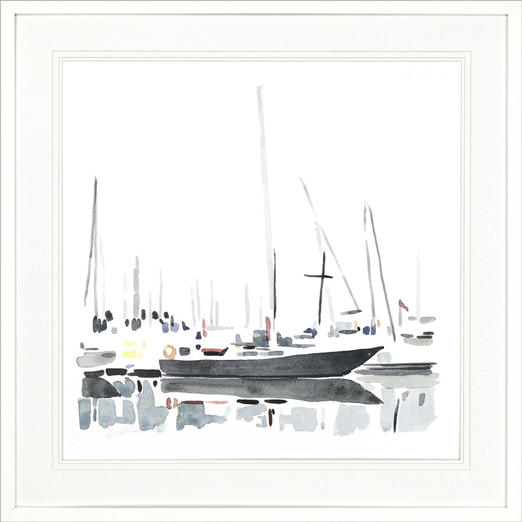 Seascape - Watercolor Sailboats (42"H x 42"W)