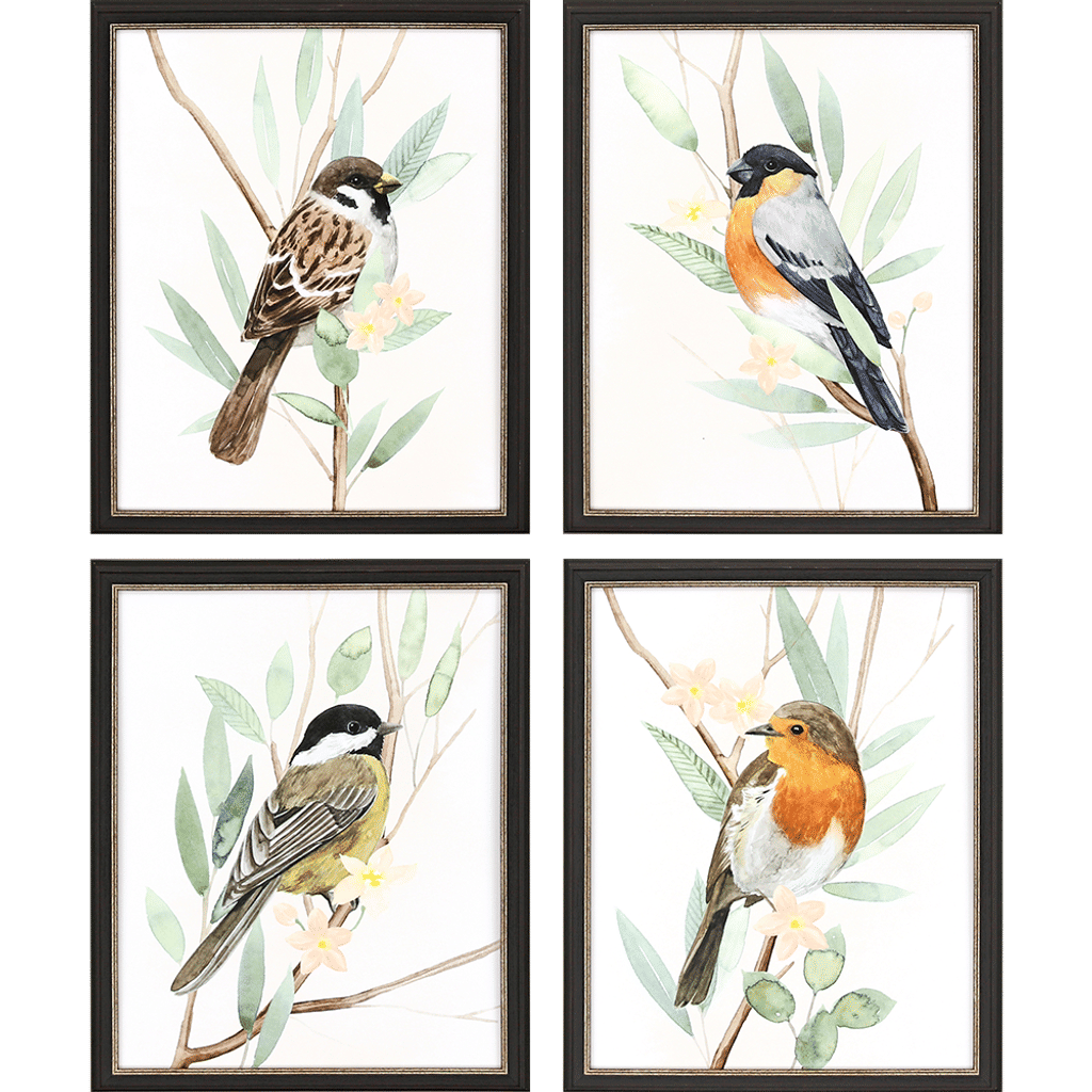 Charming Birds, Set Of 4 (22"H x 18"W)