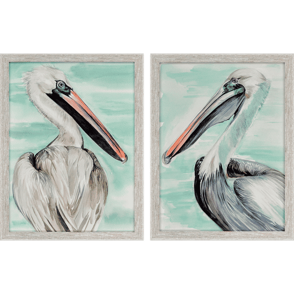 Turquoise Pelican, Set Of 2