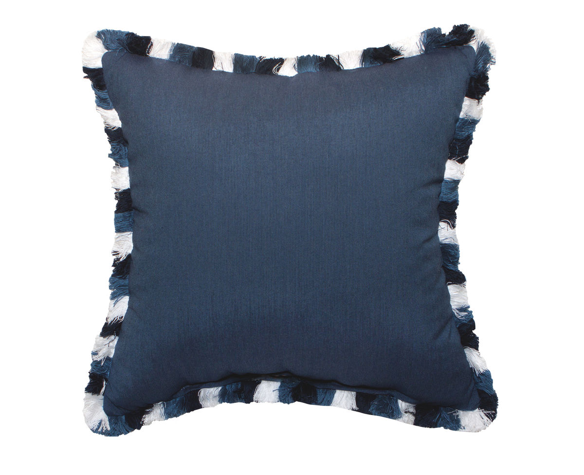 Pillow With Spectrum Indigo Fabric & Color Block Fringe