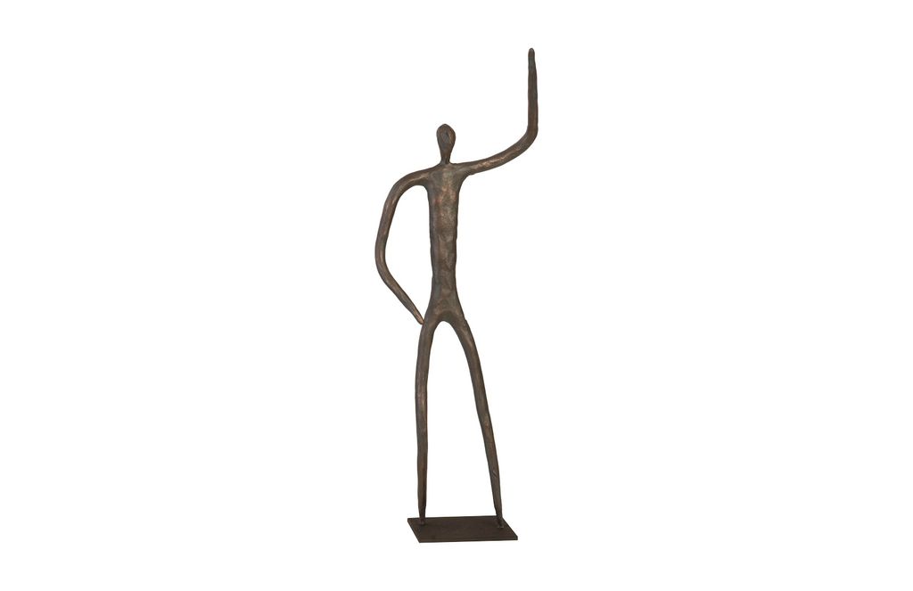 Preview image for Abstract Figure On Metal Base, Bronze Finish, Arm Up
